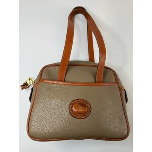 Vtg Dooney & Bourke AWL P131 Satchel Handbag RIRI Zipper Taupe Tan USA